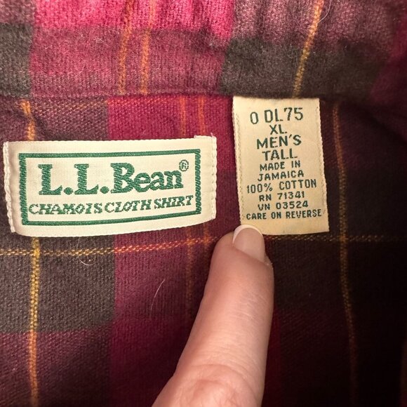 Vtg LL Bean Shirt Mens XL Tall Chamois Cloth Shirt Red Plaid Thick Chore Pockets - Picture 3 of 6